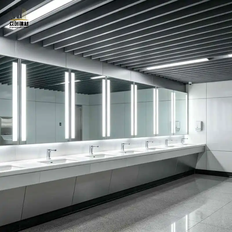 Subway Station Aluminum Square Tube Ceiling | Fireproof Ventilated U Shape Aluminum Baffle Ceiling